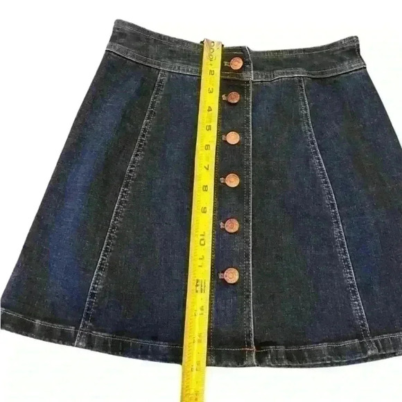 Madewell Stretch Denim Button Front A Line Mini Skirt Size 10 Retro Dark Wash - Picture 4 of 6